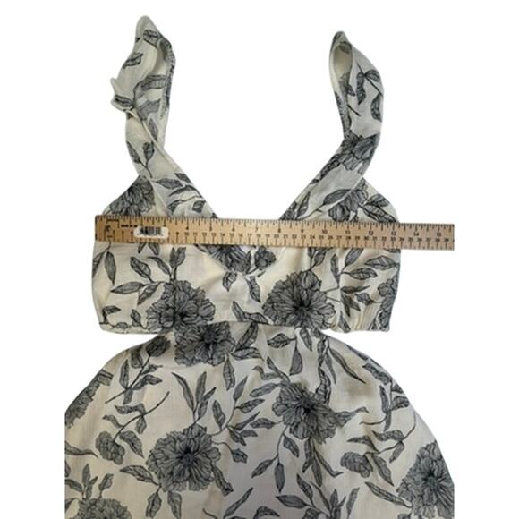 Abercrombie & Fitch Floral Tie-Strap Midi Dress Ivory Black Size S - Picture 4 of 16